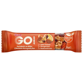 ULKER GO AHEAD ORANGE AND DARK CHOCOLATE NUT BAR (ORANGE BOX)