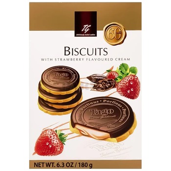TAGO BISCUITS WITH STRAWBERRY FLAVOURED CREAM