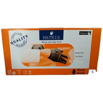 MATRIX BLACK GLOVES STRONG AND SILKY TOUCH POWDER FREE SIZE S