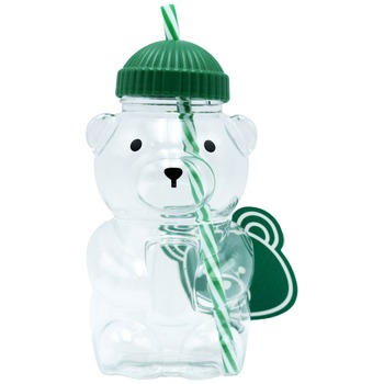 GREEN BEAR CUP WITH STRAW