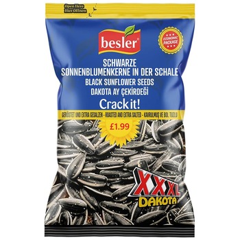 BESLER ROASTED SUNFLOWER SEEDS EXTRA SALT XXL PM£1.99(BLUE BOX)