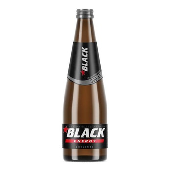 BLACK ENERGY DRINK GLASS BOTTLE