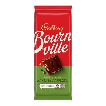 CADBURY BOURNVILLE CHOPPED HAZELNUT WITH SALTED CARAMEL CHOCOLATE