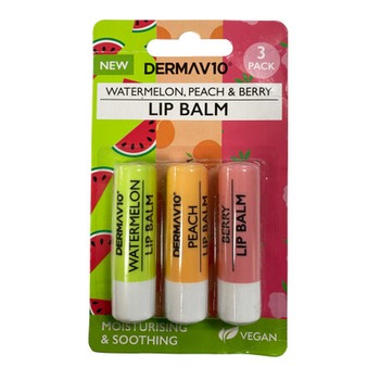 DERMA V10 TRIO LIP BALM (W MEL PEACH BERRY)