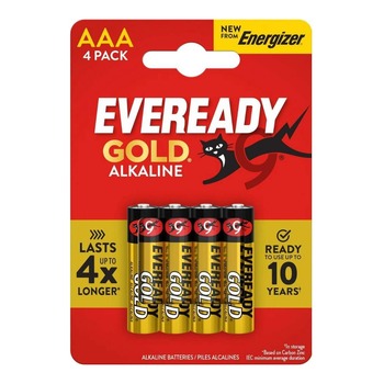 EVEREADY GOLD ALKALINE AAA4 BATTERIES CP4
