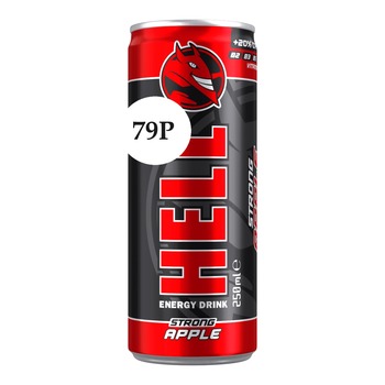 HELL STRONG APPLE ENERGY DRINK PM£0.79 BUY 10 GET 1 FREE