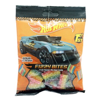HOT WEELS 1ST FIZZY BITES FRUIT FLAVOUR MIX SOUR CANDY