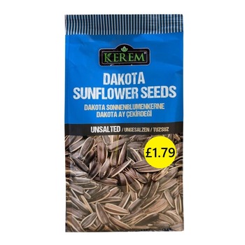 KEREM DAKOTA SUNFLOWER SEEDS ROASTED UNSALTED PM£1.79