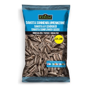 KEREM DAKOTA SUNFLOWER SEEDS UNSALTED(BLUE) PM £1.39