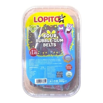 LOPITO SOUR BUBBLE GUM BELTS £1.49
