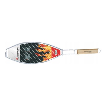 MASTER GRILL & PARTY FISH BASKET WOODEN HANDLE