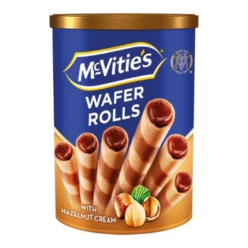 MCVITIES WAFER ROLLS WITH HAZELNUT CREAM FILLING