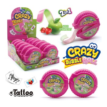 PROFISA BUBBLE ROLL GUM APPLE STRAWBERRY