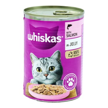 WHISKAS WITH SALMON IN JELLY CAN CAT FOOD