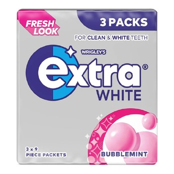 WRIGLEYS EXTRA WHITE BUBBLEMINT 3PACK
