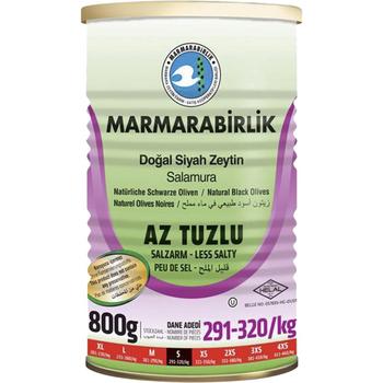 MARMARABIRLIK BLACK OLIVES LESS SALTY S (GREEN TIN)